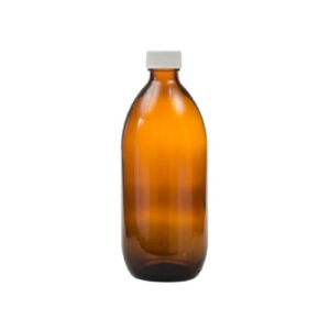 500ML Amber glass bottle with a 28mm neck and white lid