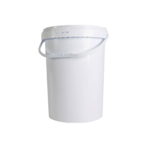 25L White bucket with a white handle and a white lid