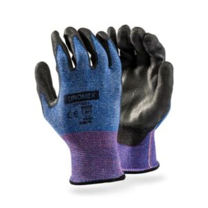 Blue, purple and black DYTEC PU coated gloves