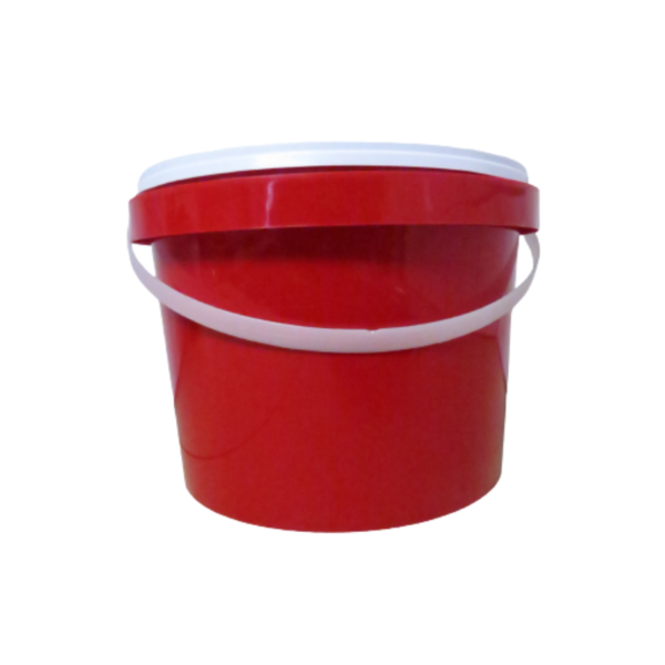 5L Bucket with White Handle + Lid Red