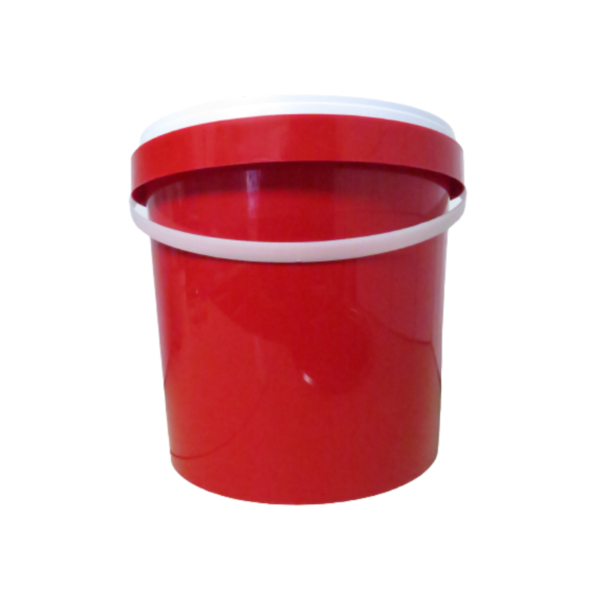 10L Bucket with White Handle + Lid Red