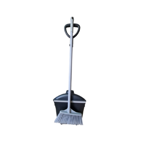 Heavy Duty Long Handle Dustpan & Broom With Hood on the dustpan