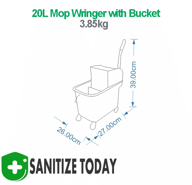20L Mop Bucket with Wringer Divider & Wheels - Image 2