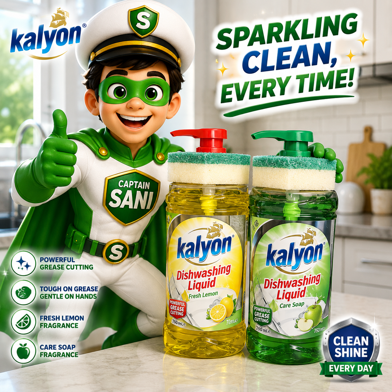 1L Dishwashing Liquid Kalyon With Sponge - Image 5