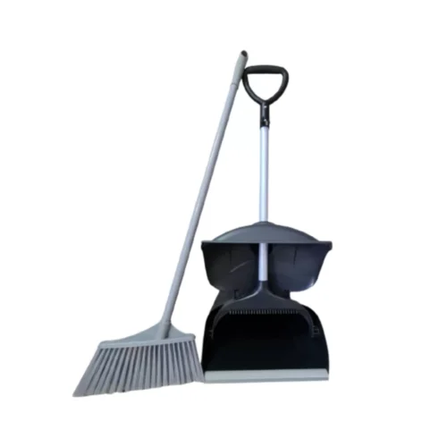 Heavy Duty Long Handle Dustpan & Broom With Hood <br> Black