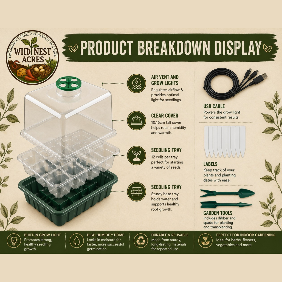 Seedling Starter Tray with Grow Light 60 Cells - Image 2