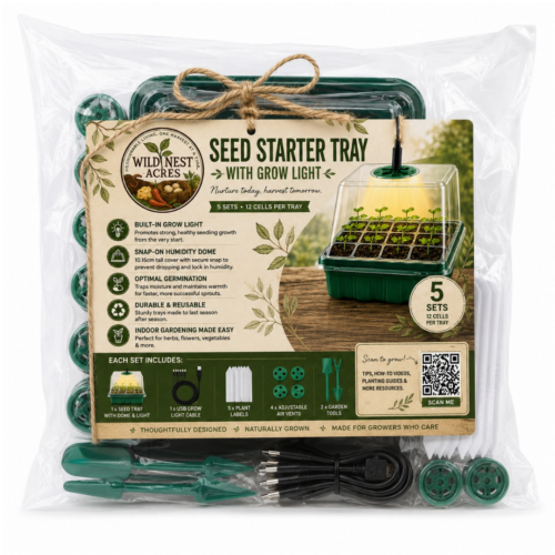Seedling Starter Tray with Grow Light 60 Cells