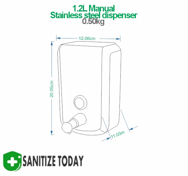 1.2 Litre Manual Stainless Steel Soap Dispenser - Image 3