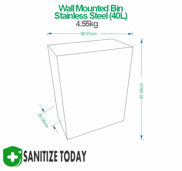 Wall Mounted Bin 40L (Stainless Steel) - Image 2