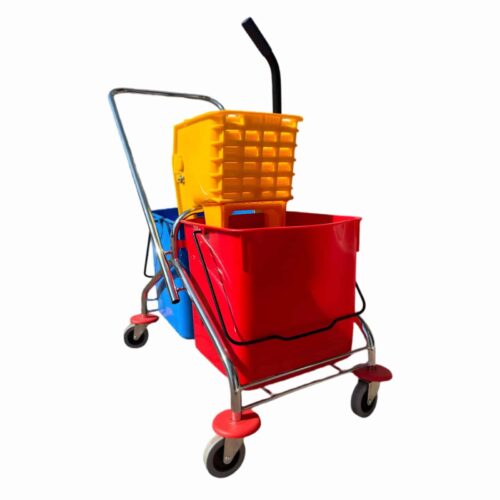 50L Double Bucket & Wringer With Steel Frame