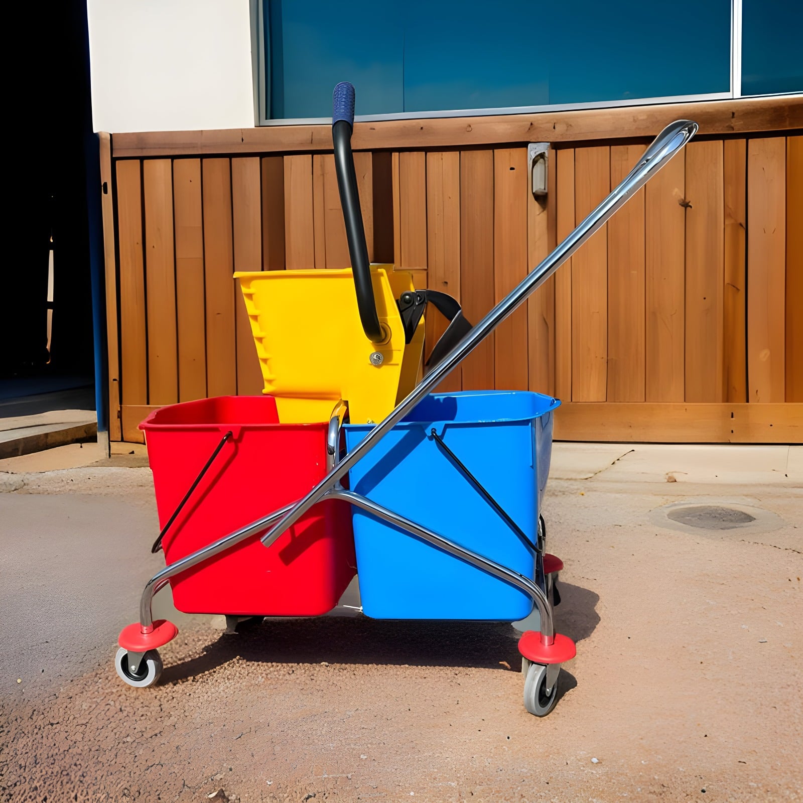50L Double Bucket & Wringer With Steel Frame - Image 4